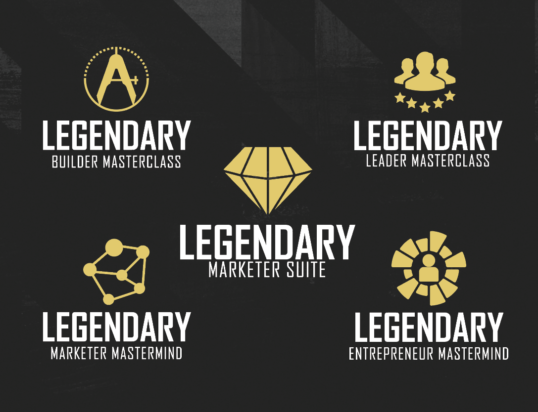 Legendary Marketer Suite masterclass and mastermind logos
